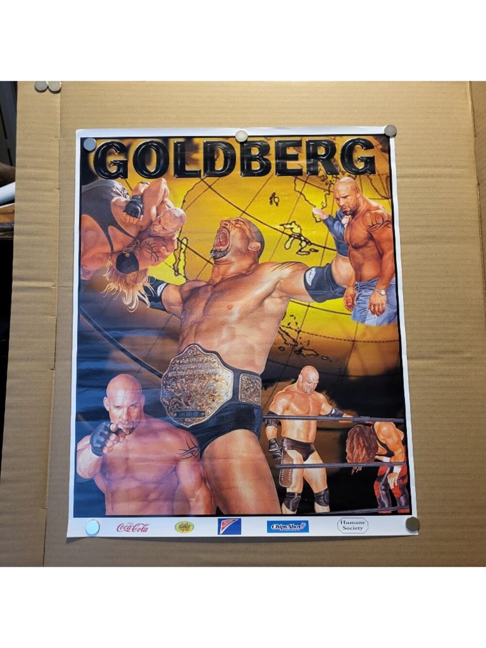 VTG Bill Goldberg Collage Wrestling Promo Poster 90s WWE WCE 19.5" x 24"